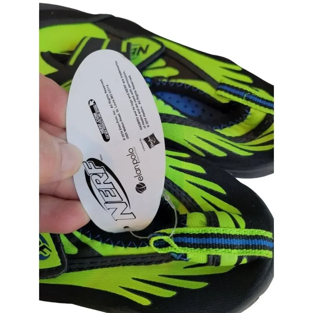 Large Youth (2/3) Nerf Toed Shoes Black Neon Green Water Beach Shoes New
